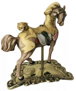 Carousel Circus Horse Porcelain Vincent Limited - Lioness On Saddle Copper Base
