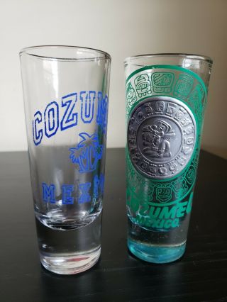 Cozumel,  Mexico " Shot Glass - Shooter " Set Of 2 Glasses