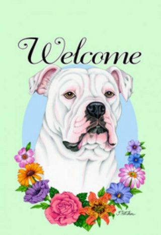 Welcome Flowers House Flag - American Bulldog 63300