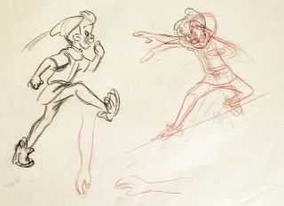 1953 Rare Walt Disney Peter Pan Production Animation Drawing Cel