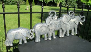 Large Gray Elephants Plaque Vintage Syroco Hanging Plastic Wall Decor 37 " 7635