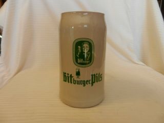 Bitburger Pils Large Stoneware Beer Mug With Logos 7.  5 " Tall