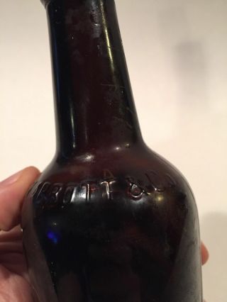 1800s EARLY RARE Red Amber C.  W.  Abbott ' s Pontil Mark Bitters Bottle MB - 0605 3