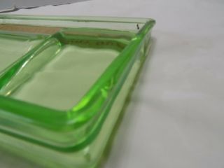 1920’s Green Vaseline Glass Clarks Teaberry Chewing Gum Change Tray 7