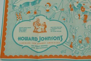 1950’s Howard Johnson’s Restaurant Ice Cream Paper Placemat Florida Map HoJo 2