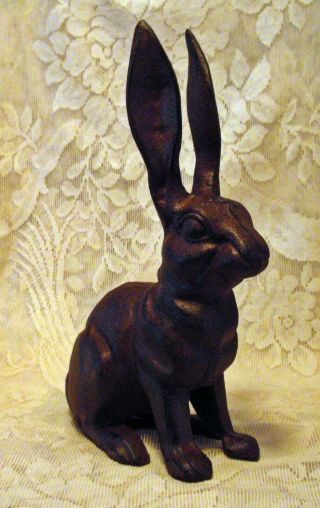 Long Eared Country Rabbit Cast Iron Doorstop Statue