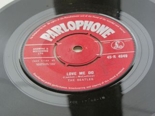 THE BEATLES 1962 LOVE ME DO RED PARLOPHONE P T TAX CODE 6