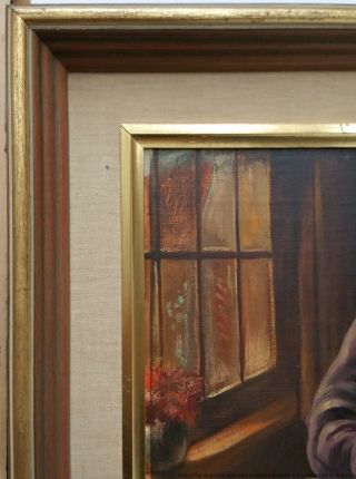 Antique Dutch Interior Genre Signed A Sarluis Oil Painting Mother Child 6