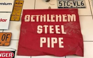 Rare Bethlehem Steel Pipe Advertising Cloth Banner Sign Double Sided Industrial