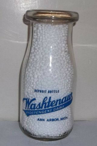 Washtenaw Independent Dairy Ann Arbor Mi.  Pyro Half Pint Store Bottle