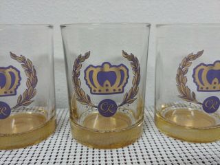 (3) Vtg Crown Royal Purple Gold Crown Rocks Glasses Whisky Scotch - Rare