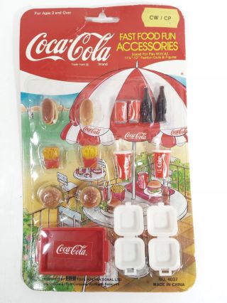 Vtg 1986 Coca Cola Fast Food Fun Accessories Burgers Fries Soda For 12 " Dolls
