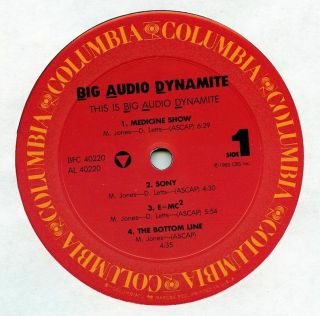 1985 This Is Big Audio Dynamite AL / BFC 40220 Columbia Mick Jones Clash 3