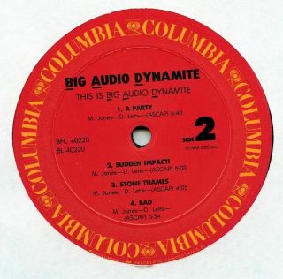 1985 This Is Big Audio Dynamite AL / BFC 40220 Columbia Mick Jones Clash 4