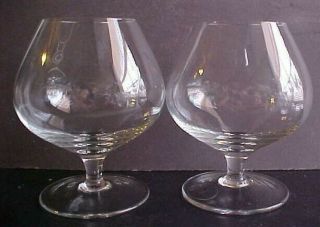 Pair 2 Handblown Glass Toscany Clear Brandy Snifters Glasses Romania.  Euc
