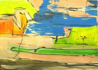 Vintage Abstract Oil On Canvas Richard Diebenkorn Modern Art 20th Century