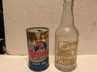 Vintage Frostie Old Fashion Root Beer 12 Oz.  Bottle Huntington Wv & Tin Pulltap