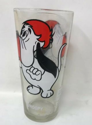 Vintage 1975 Pepsi Cola Looney Tunes Droopy Glass With White Letters Cartoon Cup