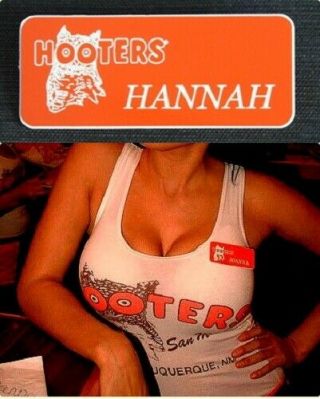 Hooters Girl Uniform Hannah Name Tag Halloween Costume Pin Badge Accessory