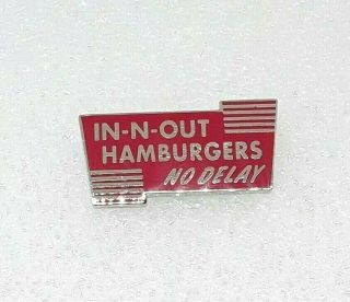 In - N - Out Hamburgers Enamel Lapel Hat Pin - No Delay Fast Food Drive Thru