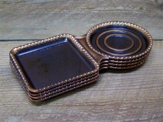 4 Vintage L.  E.  Mason Co.  Bronzed Solid Copper Coaster/ashtrays - Boston,  Mass.