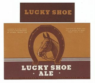 Renner Brewing Lucky Shoe Ale Label With Neck Irtp U Akron Oh