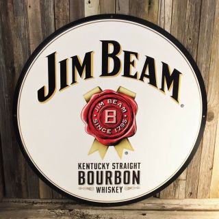 Jim Beam Bourbon Kentucky Whiskey Metal Tin Large Sign 24 " Shop Garage Car