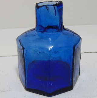 Deep Copper - Blue Octagonal Shear - Lip Ink Bottle C1890 