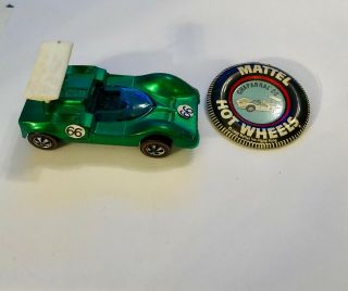 Hot Wheels Redline Chaparral 2G 1969 Green With Button 3