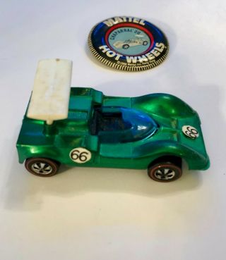Hot Wheels Redline Chaparral 2G 1969 Green With Button 7