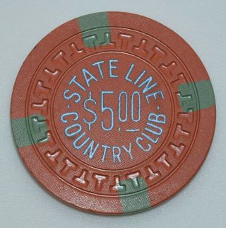 1953 State Line Country Club $5 Casino Chip Lake Tahoe Nevada T ' s Mold 2