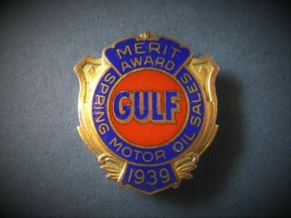 Vintage 1939 Gulf Motor Oil Sales Merit Award Pin