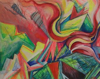 German abstract avant garde cubist pastel/gouache painting,  signed Rudolf Bauer 3