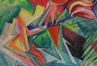 German abstract avant garde cubist pastel/gouache painting,  signed Rudolf Bauer 4