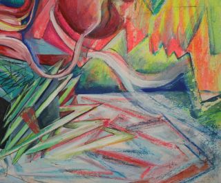 German abstract avant garde cubist pastel/gouache painting,  signed Rudolf Bauer 8