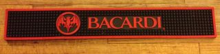 Bacardi Rubber Bar Mat Black W/ Red Trim & Logo Rum 22 3/4 " X 3 1/2 " Liquor 40