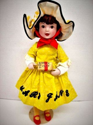 Vtg Franklin Heirloom Porcelain Advertising Doll Mary Jane Candy 12.  5 "