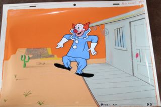 Bozo The Clown Animation Cel Hand Painted Background 803 Larry Harmon