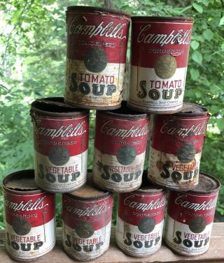 9] Antique 1900 - 20’s Vintage Campbell’s Soup Co.  Camden Nj Vegetable Tomato Cans