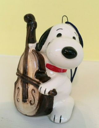 Vintage Peanuts Snoopy Bass Player Ceramic Christmas Ornament 1958 66 " Japan