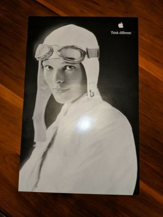 Apple Think Different Poster,  Amelia Earhart By Steve Jobs Rare 1998 11 X 17