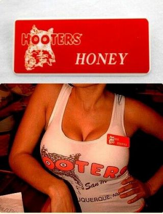 Hooters Girl Uniform Honey Name Tag Halloween Costume Pin Badge Accessory