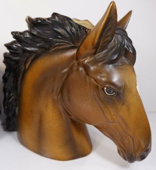 Vintage Horse Head Vase Pottery Ceramic Figurine BRINNS Japan Western Decor Pair 2