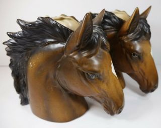 Vintage Horse Head Vase Pottery Ceramic Figurine BRINNS Japan Western Decor Pair 3