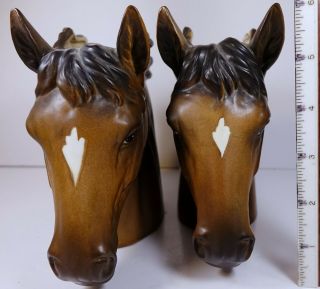 Vintage Horse Head Vase Pottery Ceramic Figurine BRINNS Japan Western Decor Pair 5