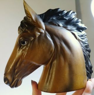 Vintage Horse Head Vase Pottery Ceramic Figurine BRINNS Japan Western Decor Pair 8