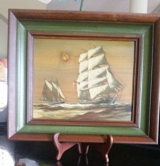 Lawrence Forbes - Wolfe Nautical Boat Oil Painting On Wood Detail