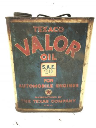 Vintage Texaco Valor Oil Tin Can The Texas Company 2 Gallon