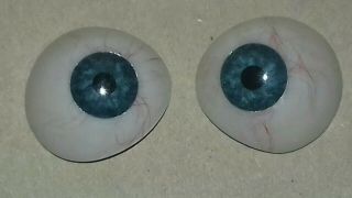 Pair Acrylic Rare Dark Blue " Glass " False Eye Medical Prosthetic Goth Taxidermy