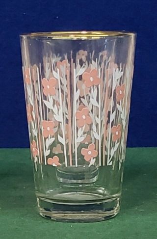 Vintage Shot Glasses,  set of six.  Pink and white flowers.  Glasses have gold trim 4
